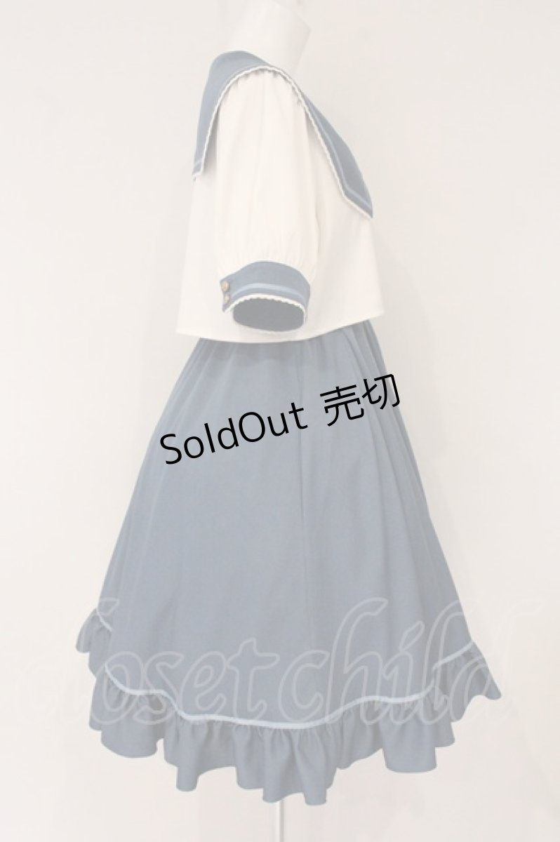 画像3: Amavel / Fancy Heart セットアップセーラーワンピース  ブルー×シロ O-26-06-02-099-CA-OP-IG-OS (3)