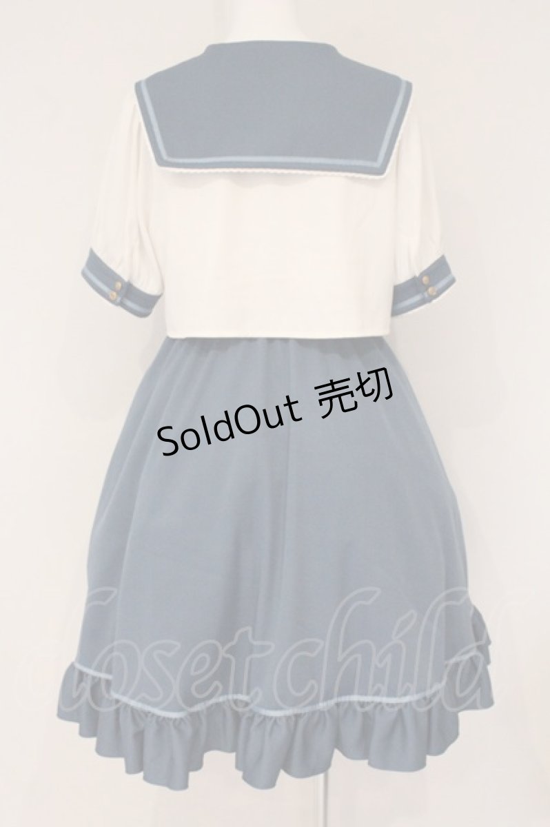画像4: Amavel / Fancy Heart セットアップセーラーワンピース  ブルー×シロ O-26-06-02-099-CA-OP-IG-OS (4)