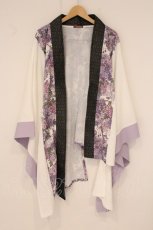 画像1: Qutie Frash / アシメ着物カーデ【２店舗限定カラー】  ホワイト×パープル O-26-06-02-102-QU-OP-IG-OS (1)