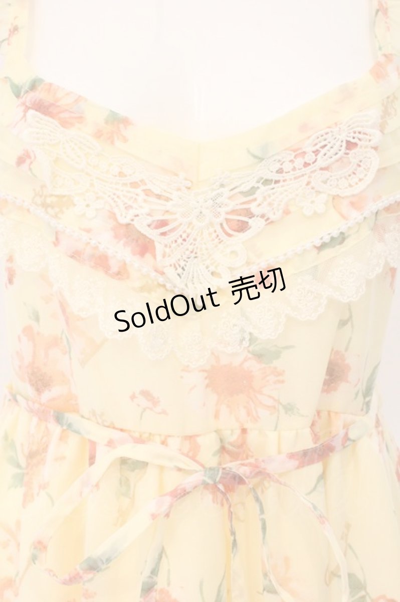 画像2: axes femme / ローズキーptバッククロスキャミワンピース  イエロー O-26-06-02-022-AX-OP-IG-OS (2)