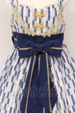 画像2: metamorphose / よいやみのかみかくし ハイウエストジャンパースカート  藍白系 O-26-06-03-040-ME-OP-OW-OS (2)