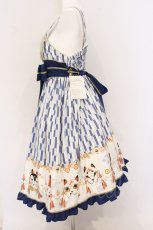 画像4: metamorphose / よいやみのかみかくし ハイウエストジャンパースカート  藍白系 O-26-06-03-040-ME-OP-OW-OS (4)