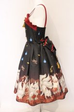 画像4: axes femme kawaii / 彼岸の白狐会柄ジャンスカ M クロ O-26-06-03-042-AX-OP-OW-OS (4)