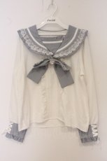 画像1: DearMyLove / セーラーレースフリルビジューブラウス L サックス O-26-06-03-054-GO-BL-OW-OS (1)