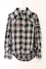 画像1: MAD / ショルダーレースアップチェックシャツ M クロ×シロ O-26-06-03-018-PU-BL-OW-OS (1)