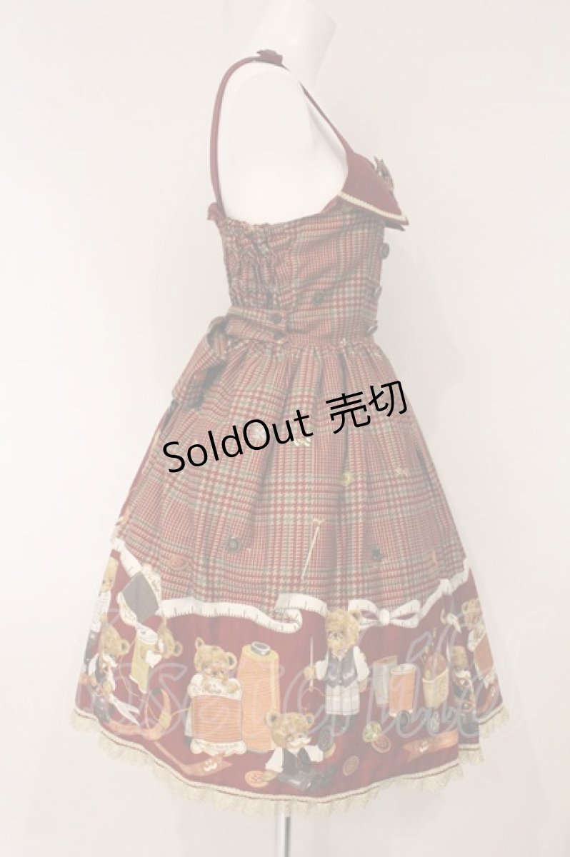 画像4: metamorphose / Tailor`s Bear衿付きジャンパースカート  えんじ系 O-26-06-04-031-ME-OP-OW-OS (4)