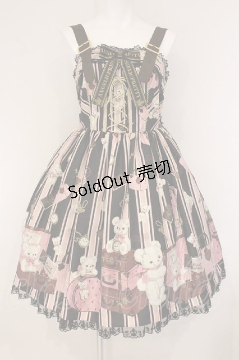画像1: Angelic Pretty / Travelくまちゃんベルトジャンパースカート  クロ O-26-06-04-032-AP-OP-OW-OS (1)