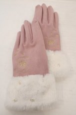 画像1: axes femme / クマ刺繍手袋  ピンク O-26-06-04-1048-AX-ZA-OW-OS (1)