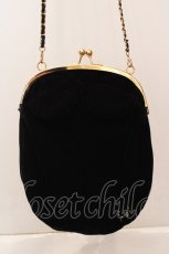 画像1: Franche Lippee / ベルベットくまがま口バッグ  クロ O-26-06-04-1058-LO-BG-IG-OS (1)