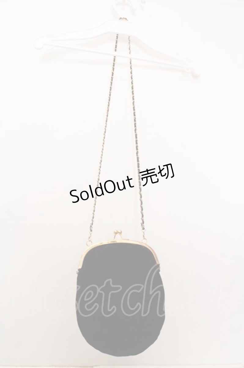 画像2: Franche Lippee / ベルベットくまがま口バッグ  クロ O-26-06-04-1058-LO-BG-IG-OS (2)