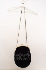 画像2: Franche Lippee / ベルベットくまがま口バッグ  クロ O-26-06-04-1058-LO-BG-IG-OS (2)