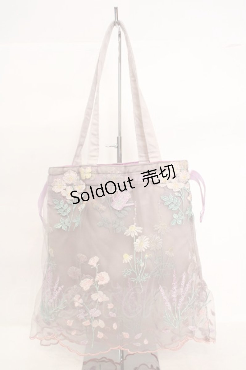 画像1: Franche Lippee / ガーデニング刺繍トートバッグ  ピンクグレー O-26-06-04-1061-LO-BG-IG-OS (1)
