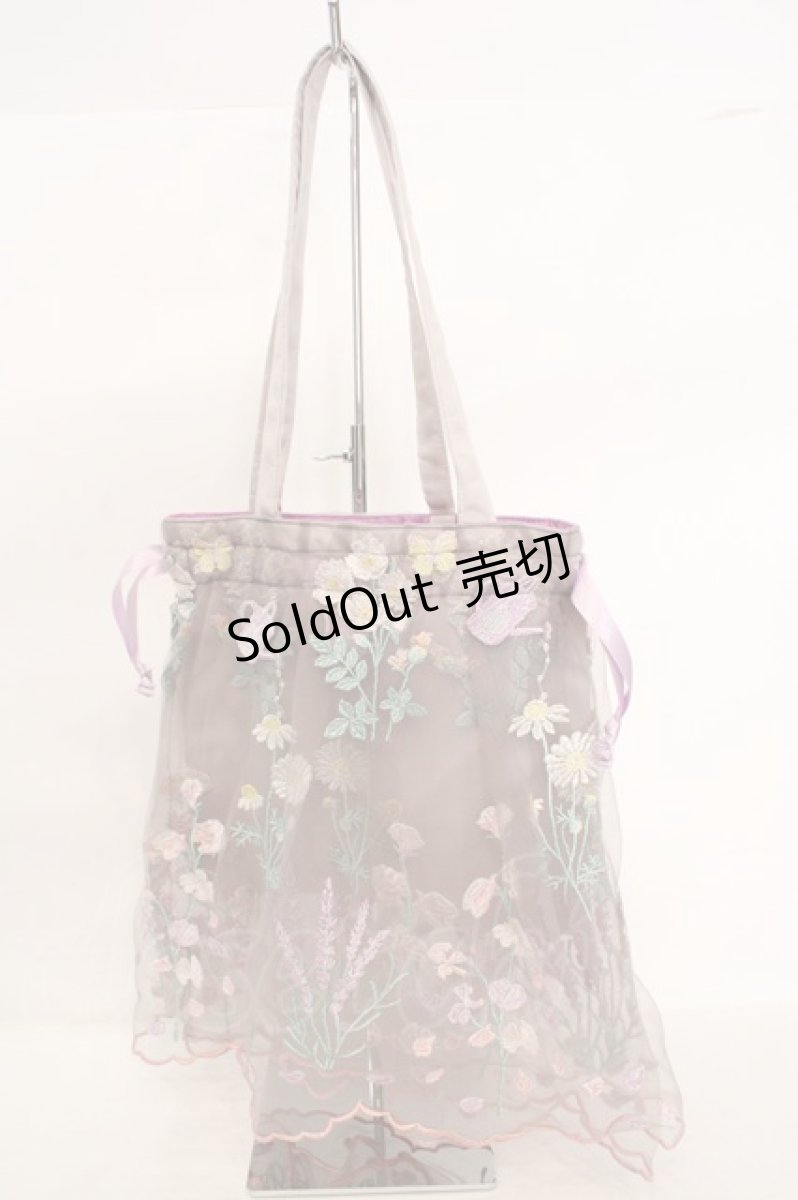 画像2: Franche Lippee / ガーデニング刺繍トートバッグ  ピンクグレー O-26-06-04-1061-LO-BG-IG-OS (2)