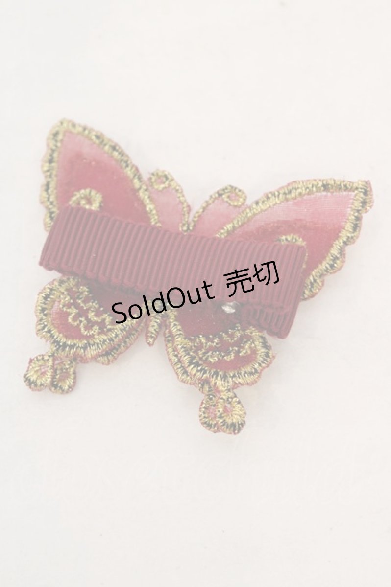 画像2: abilletage / Butterfly motif accessory（バタフライモチーフアクセサリー）  アカ×ゴールド クリップ O-26-06-04-1024-GO-AC-IG-ZT208-F001 (2)