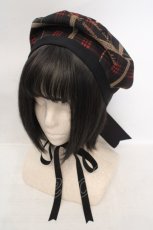 画像1: ALICE and the PIRATES / Royal crown's tea package seriese柄ベレー帽  クロ O-26-06-04-1003-PA-AC-IG-OS (1)