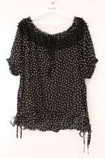 画像1: Toi et Bonbon / レース配色ドットプルオーバー  クロ O-26-06-04-079-LO-TO-IG-OS (1)