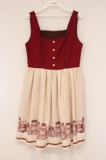 画像1: axes femme / アンティークパネル柄ワンピース M ワイン O-26-06-04-003-AX-BL-OW-OS (1)