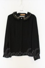 画像1: Fi.n.t / ローズ刺繍ダブルカラーブラウス F クロ O-26-06-05-060-CA-BL-OW-OS (1)