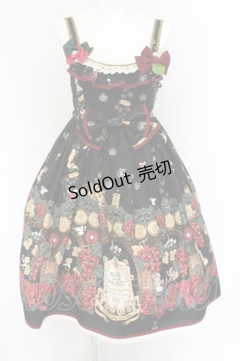 画像1: ALICE and the PIRATES / シャトー・ド・ヌヌース〜天使と秘密のワイナリー〜柄ジャンパースカートII  クロ O-26-06-05-005-PA-OP-IG-OS (1)