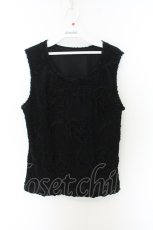 画像1: INGEBORG / リボンカメリア刺繍タンクトップ 3(9号) クロ O-26-06-05-077-LO-TO-IG-OS (1)