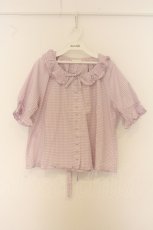 画像1: PINK HOUSE / ギンガムチェックブラウス  ラベンダー O-26-06-05-011-LO-BL-IG-OS (1)