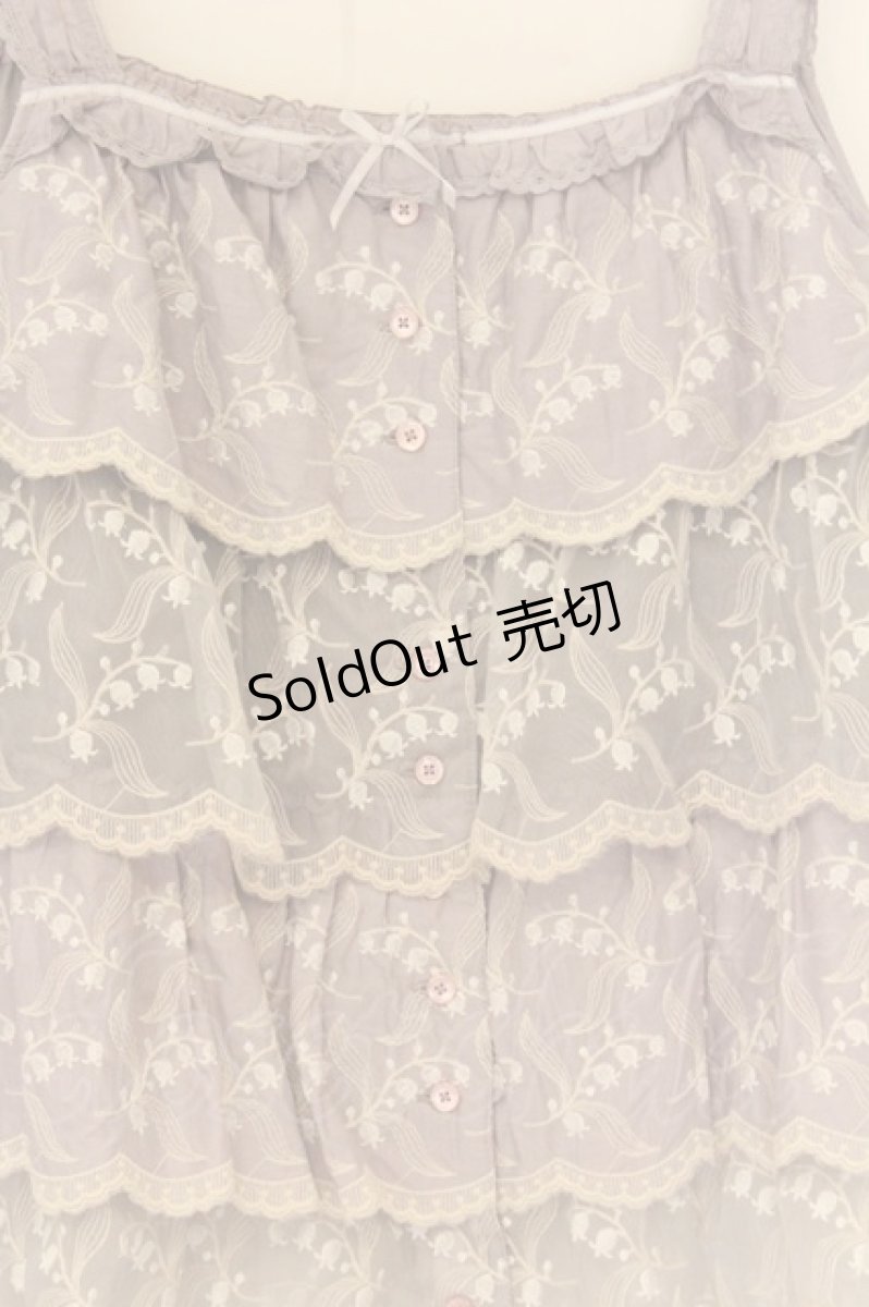 画像2: PINK HOUSE / すずらん刺繍ティアードキャミソール  ラベンダー×オフシロ O-26-06-05-012-LO-TO-IG-OS (2)