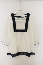 画像1: PINK HOUSE / 星刺繍スクエアネッウプルブラウス  シロ×ネイビー O-26-06-05-015-LO-BL-IG-OS (1)