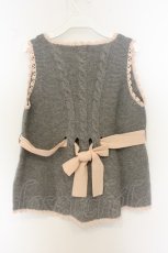 画像3: PINK HOUSE / CHELSEA リボン通しニットベスト  グレー×ピンク O-26-06-05-020-LO-TO-IG-OS (3)