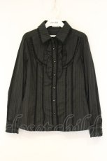 画像1: axes femme / ジャガードフリルブラウス M クロ O-26-06-06-060-AX-BL-IG-OS (1)