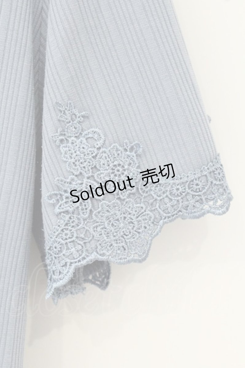 画像2: axes femme / バックレースアップリブプルオーバー M ブルー O-26-06-06-029-AX-TO-IG-ZT213 (2)