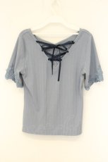 画像3: axes femme / バックレースアップリブプルオーバー M ブルー O-26-06-06-029-AX-TO-IG-OS (3)