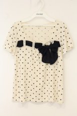 画像1: axes femme / アシメリボンドット柄プルオーバー M オフシロ O-26-06-06-032-AX-TO-IG-OS (1)