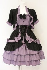画像1: Xuandana Lolita / ボレロ付きビスチェデザインジャンパースカート  クロ×パープル O-26-06-07-038-LO-OP-OW-OS (1)