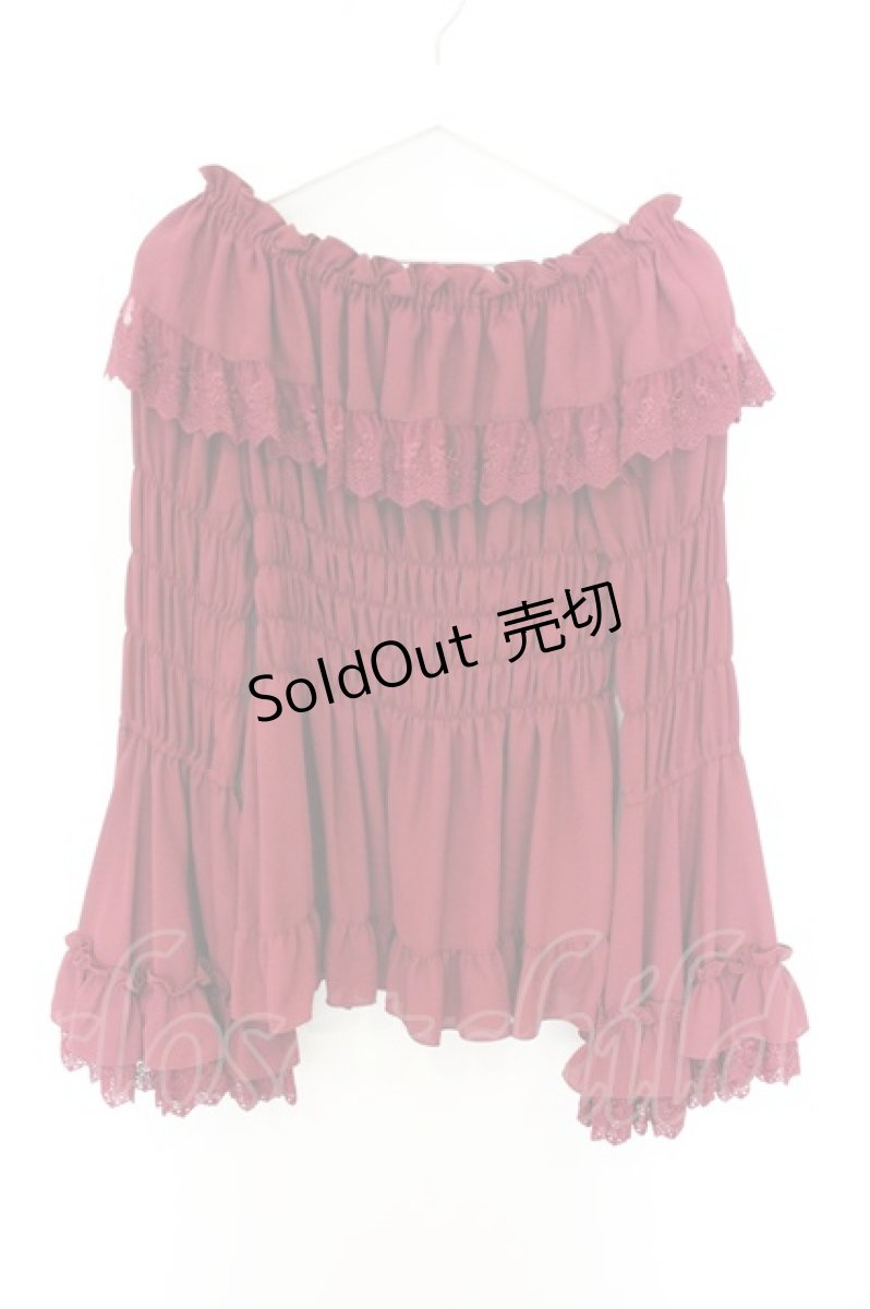 画像1: ATELIER PIERROT / レースシャーリング姫袖ブラウス  ワイン O-26-06-07-007-EL-BL-YM-OS (1)