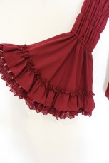 画像2: ATELIER PIERROT / レースシャーリング姫袖ブラウス  ワイン O-26-06-07-007-EL-BL-YM-OS (2)