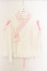 画像1: metamorphose / 着物合わせ風ブラウス  白*ピンク O-26-06-07-012-ME-BL-IG-OS (1)