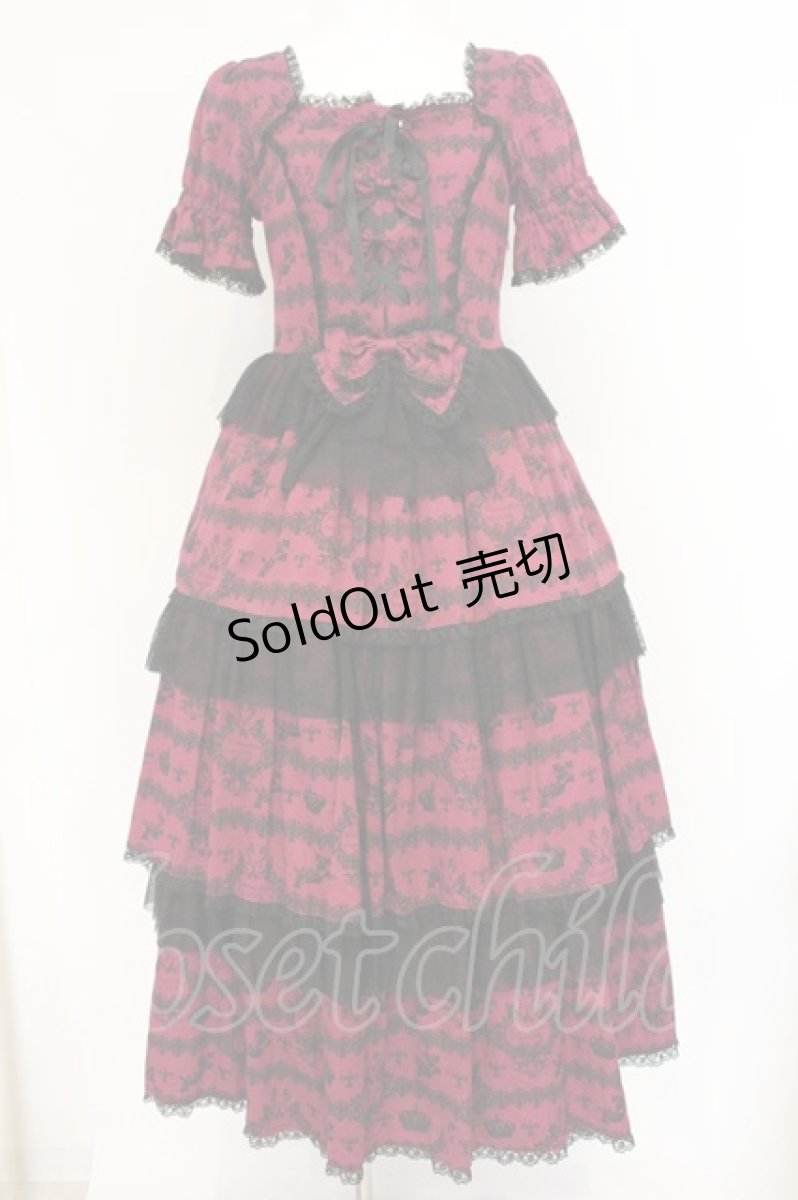 画像1: metamorphose / スワンボーダーロングワンピース  ワイン O-26-06-07-025-ME-OP-IG-OS (1)