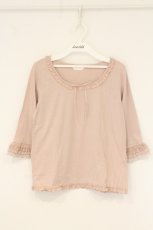 画像1: PINK HOUSE / 袖2色フリル五分袖トップス  ピンク O-26-06-08-005-LO-TO-IG-OS (1)