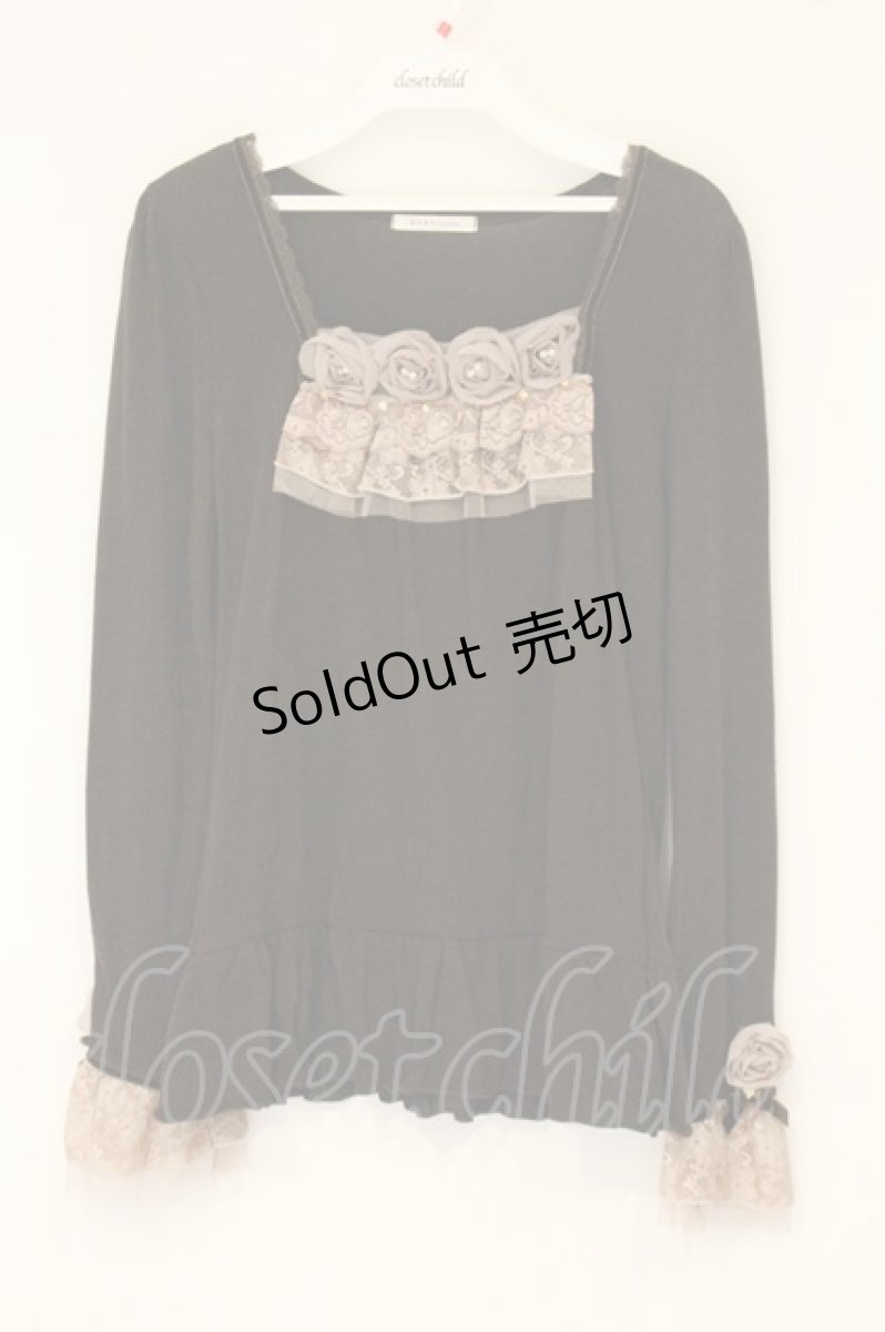 画像1: axes femme / シフォン巻きバラ付きプルオーバー  ブラウン O-26-06-08-068-AX-TO-IG-OS (1)