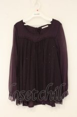 画像1: axes femme / スパンコールシフォンスリーブトップス  パープル O-26-06-08-077-AX-TO-IG-OS (1)
