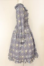 画像4: Melody BasKet / Antique bouquetフロントボタンワンピース  ブルー系 O-26-06-09-042-LO-OP-IG-OS (4)