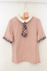 画像1: Fi.n.t / チェックネクタイ付きクレリックポロシャツ F ピンク O-26-06-09-1024-CA-BL-OW-OS (1)
