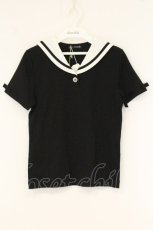 画像1: Jane Marple / セーラーカラーのTシャツ M クロ×シロ O-26-06-09-055-JM-TS-IG-OS (1)