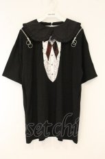 画像1: LISTEN FLAVOR / リボンタイ フリル襟ショルダージップトップス  クロ O-26-06-09-081-PU-TO-IG-OS (1)