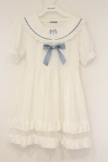 画像1: NIBBLE POISON / クロス刺繍セーラーミニワンピース M シロ O-26-06-09-096-LO-OP-OW-OS (1)