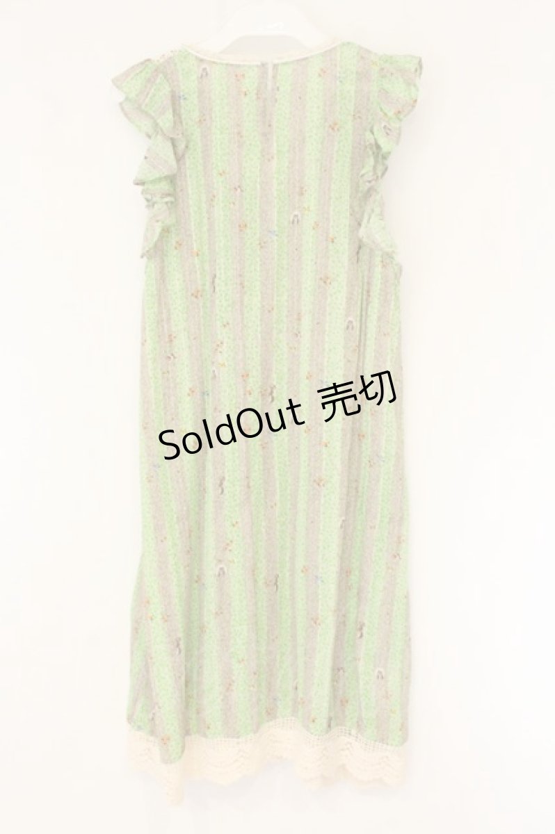 画像3: Franche Lippee / りすと鳥柄ノースリーブワンピース  グリーン O-26-06-09-102-LO-OP-IG-OS (3)