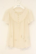 画像1: Franche Lippee / 魚とねこ半袖ブラウス M ミルク O-26-06-09-108-LO-BL-IG-OS (1)