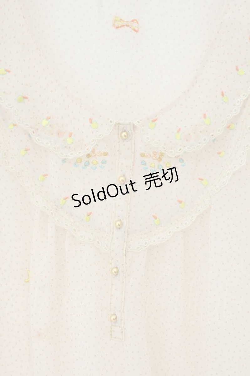 画像2: Franche Lippee / 刺繍入りシフォンドットチュニック  ベージュ O-26-06-09-118-LO-OP-IG-OS (2)