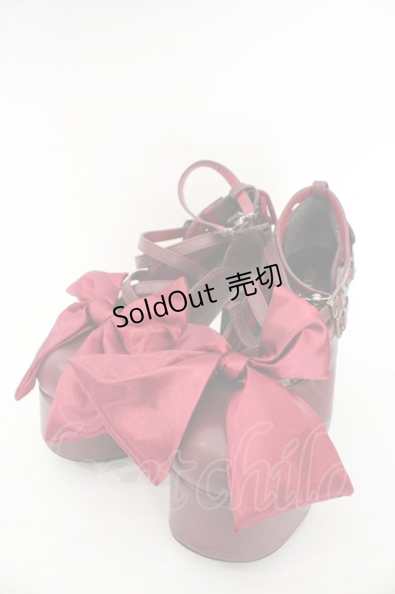 画像1: ATELIER PIERROT / レースアップ厚底パンプス M ワイン O-26-06-10-1009-EL-SH-OW-ZT0614R (1)