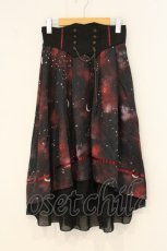 画像1: axes femme / ステラプリントイレヘムスカート  クロ×アカ O-26-06-11-055-AX-SK-IG-OS (1)